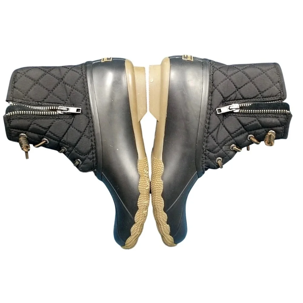 Sperry Saltwater Quilted Nylon Waterproof Rubber Boots Sz 7.5 Normcore‎ Utility